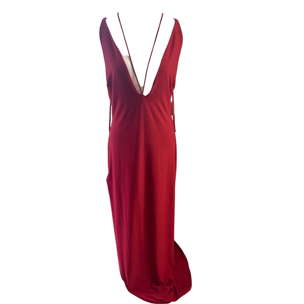 Fame And Partners NEW Burgundy Strappy Open Back Maxi Dress Long Formal Size 12